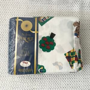 The Bibb Company NOS Bear Apple Tree 4 Piece Full Sheet Set Cotton Blend Kidcore